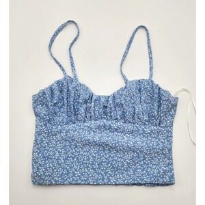 Princess Polly Tank Top Cropped Size 4 Blue Floral Y2K